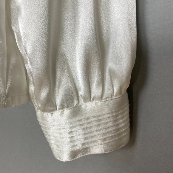 Vintage Blouse Lace Collar Victorian Cream White Long Sleeve Button-Up Coquette - Picture 9 of 13